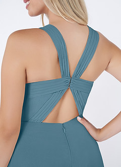 Azazie Jane Final Sale Bermuda A-Line V-Neck Pleated Chiffon Dress image5