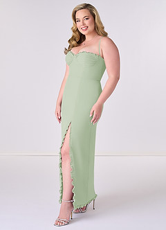 Barbie ♥ Azazie Bridesmaid Dresses Dusty Sage Sheath Corset Chiffon Dress image9