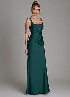 Azazie Agustina Bridesmaid Dresses Pine Mermaid Corset Stretch Satin Dress image4