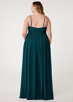 Azazie Alia Bridesmaid Dresses Pine A-Line Pleated Chiffon Dress image7