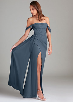 Azazie Amyra Bridesmaid Dresses Neptune Sheath Off the Shoulder Chiffon Convertible Dress image3