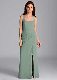 Azazie Mero Junior Silver Sage Mermaid Pleated Chiffon Dress image6