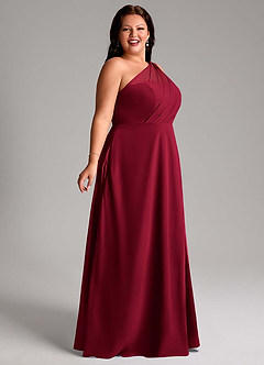 Azazie Phaedra Bridesmaid Dresses Burgundy A-Line One Shoulder Chiffon Dress image3