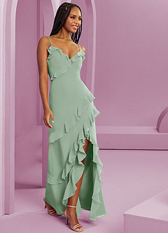 Barbie ♥ Azazie Bridesmaid Dresses Agave Sheath Chiffon Dress image4