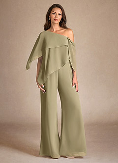 Azazie Halima Kleider für die Brautmutter Overall/Jumpsuit Seitliche Cut-Outs Chiffon Kleid Moosgrün image1