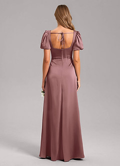 Azazie Fyona Bridesmaid Dresses Vintage Mauve A-Line Pleated Stretch Satin Dress image2