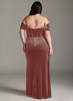 Azazie Jas Bridesmaid Dresses Rustic Rose Sheath Off-The-Shoulder Corset Velvet Convertible Dress image10