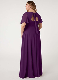 Azazie Kimber Bridesmaid Dresses Grape A-Line Flounce Sleeve Chiffon Dress image12