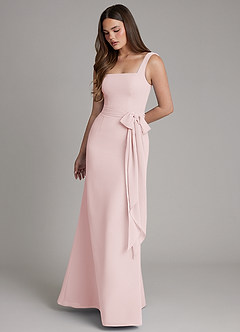 Azazie Katya Bridesmaid Dresses Blushing Pink Mermaid Square Neckline Chiffon Convertible Dress image1