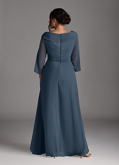 Azazie Jaycee Kleider für die Brautmutter A-Linie Chiffon Kleid Neptunblau image8