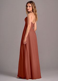 Azazie Joni Robes de demoiselle d'honneur Robe Trapèze Convertible en Mousseline de soie Sans bretelle Auburn image3