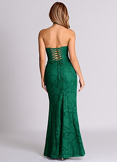 Azazie Sorrel Abiti da Damigella Abito Convertibile Sirena in Burnout Floreale Corsetto Smeraldo image2