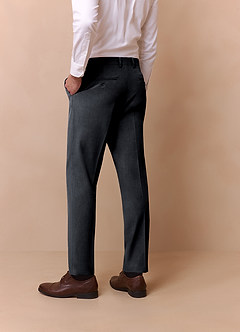 front Savile Charcoal Wool Blend Dress Pants