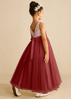 Azazie Tay Flower Girl Dresses Rust A-Line Sequins Tulle Dress image5