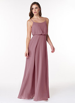 Azazie Lupe Bridesmaid Dresses Vintage Mauve A-Line Scoop Blouson Chiffon Dress image4