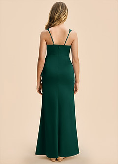 Azazie Adrienne Junior Emerald Sheath Pleated Stretch Satin Dress image2