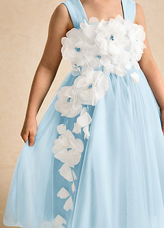 Azazie Dovey Flower Girl Dresses Sky Blue Ball-Gown Bow Tulle Dress image7