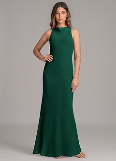 Azazie Allettie Robes de demoiselle d'honneur Robe Sirène en Mousseline de soie émeraude image1