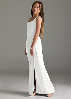 Azazie Mero Junior Robe Sirène en Satin extensible Plissée Blanc image4