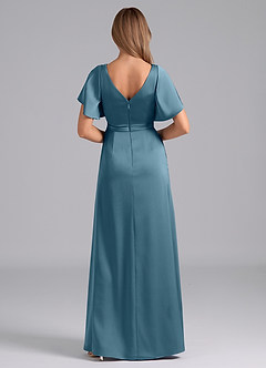 Azazie Ambrosia Vestidos de damas de honor Vestido de Bermudas de Satén Elástico de Corte en A con Plisado image3