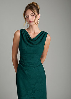 Azazie Kieryn Robes de demoiselle d'honneur Robe Sirène en Blumen-Burnout Plissée Vert Pin image11
