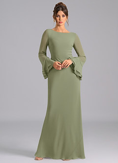 Azazie Leone Bridesmaid Dresses Pistachio Mermaid Corset Chiffon Dress image3