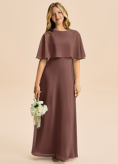 Azazie Maris Junior Abito A-Line in Chiffon Espresso image5
