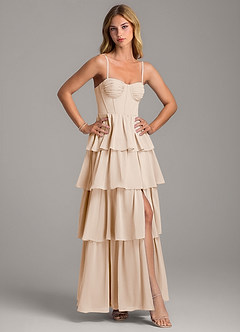 Azazie Alanna Brautjungfernkleider A-Linie Herzausschnitt Chiffon Kleid Alabaster Weiß image5