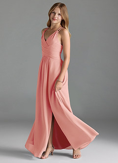 Azazie Farren Junior Rosette A-Line Pleated Chiffon Dress image4