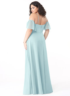 Azazie Sue Bridesmaid Dresses Sea Glass A-Line Off the Shoulder Chiffon Convertible Dress image10