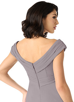 Azazie Evita Probar vestidos en casa Vestido de Atardecer de Crepé elástico de Corte en A con Vestidos sin tirantes image5