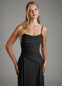 Azazie Gabriela Brautjungfernkleider A-Linie Korsett Stretch-Satin Kleid Schwarz image3