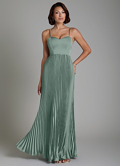 Azazie Micah Bridesmaid Dresses Silver Sage A-Line Corset Stretch Satin Convertible Dress image7