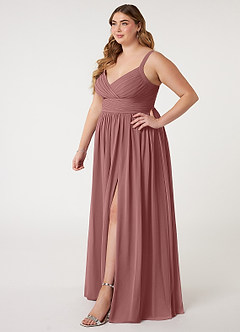 Azazie Chanel Bridesmaid Dresses Desert Rose A-Line Pleated Chiffon Dress image10