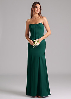 Azazie Ximena Bridesmaid Dresses Emerald Mermaid Corset Stretch Satin Convertible Dress image7