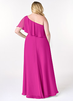 Azazie Lizzy Final Sale Fuchsia A-Line One Shoulder Chiffon Dress image9