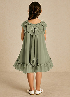 Azazie Tot Final Sale Pistachio A-Line with Sleeves Chiffon Dress image2