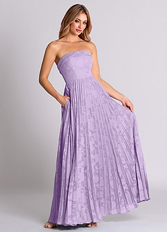 Azazie Mariana Bridesmaid Dresses Lilac A-Line Strapless Floral Burnout Convertible Dress image3