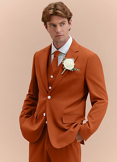 front James Burnt Orange Structured Stretch 3-piece suit