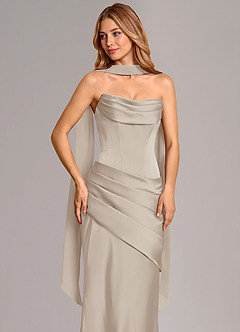 Azazie Pelagia Bridesmaid Dresses Frost Mermaid Corset Stretch Satin Convertible Dress image5