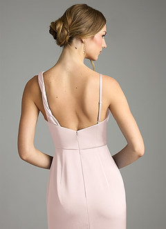 Azazie Samara Robes de demoiselle d'honneur Robe Sirène en Satin extensible Plissée Rose Pâle image6