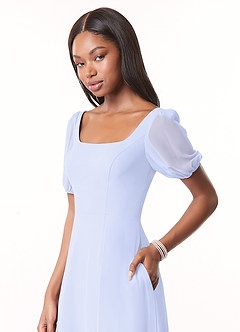 Azazie Alani Bridesmaid Dresses Lavender A-Line Square Neckline Chiffon Dress image4