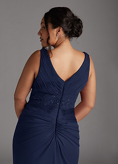 Azazie Winona Mother of the Bride Dresses Dark Navy Mermaid Sequins Mesh Dress image8