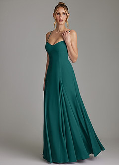 Azazie Imani Bridesmaid Dresses Peacock A-Line Sweetheart Neckline Chiffon Dress image6