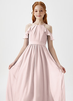 Azazie Chaya Junior A-Linie Schulterfrei Chiffon Kleid Zartrosa image6