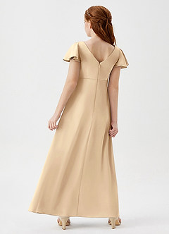 Azazie Soren Junior A-Linie Gestreift Stretch-Satin Kleid Champagner image6