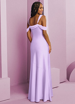 Barbie ♥ Azazie Bridesmaid Dresses Lilac Sheath Pleated Stretch Satin Dress image9