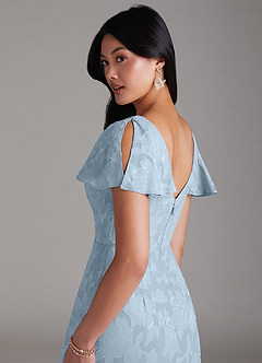 Azazie Soren Bridesmaid Dresses Sky Blue A-Line Pleated Floral Burnout Dress image5