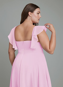 Azazie Leilani Bridesmaid Dresses Candy Pink A-Line Pleated Chiffon Dress image12