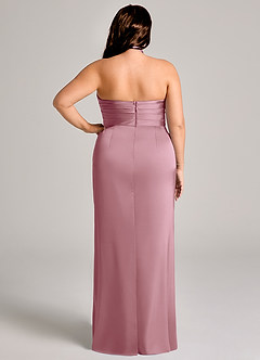 Azazie Jemma Bridesmaid Dresses Vintage Mauve Sheath Pleated Stretch Satin Dress image12